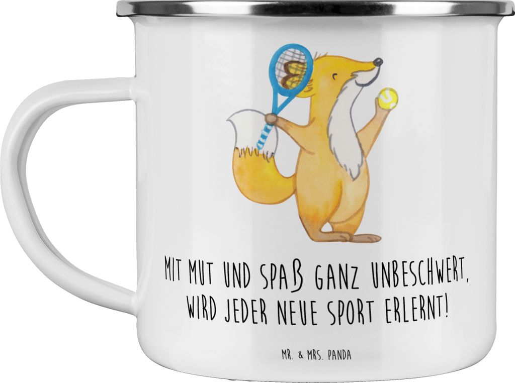 Mr. & Mrs. Panda Teetasse Neue Sportart versuchen - Weiß - Geschenk, Tasse Emaille, Leichtigkeit, Reisebecher, Herausforderungen, Herausforderung,...