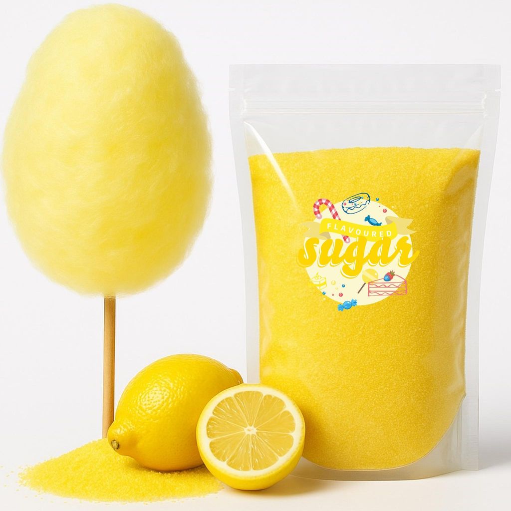 Aromazucker für bunte Zuckerwatte 1 Kg mit Geschmack Zitrone Farbzucker Zucker für Zuckerwattemaschine