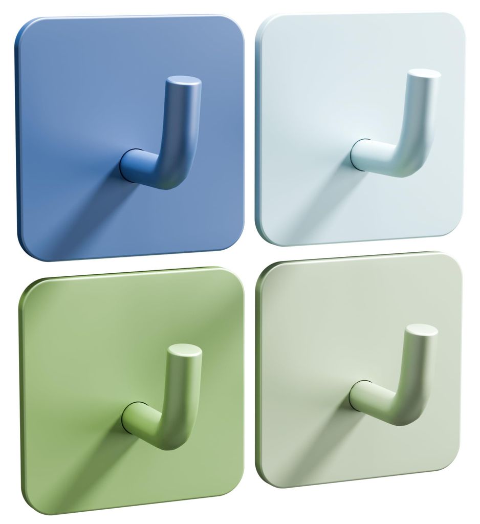 DEKAZIA Kleiderhaken Kinder 4er-Set Jungen Blau-Grün | Kindergarderobe Haken Garderobenhaken Wandhaken Kinderzimmer Klebehaken selbstklebend ohn...