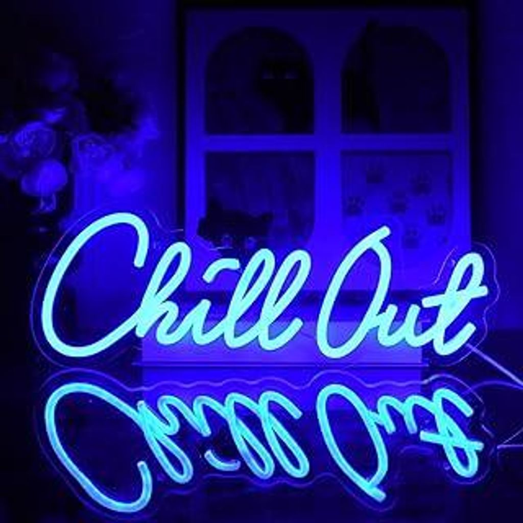Chill Out Leuchtreklame Buchstaben Neonlichter Blau LED Schild Chill Neon Sign Dimmbare Neonschilder für Schlafzimmer Bar Spielzimmer Cafe Lounge