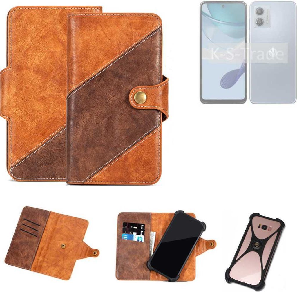 K-S-Trade Handyhülle Schutzhülle Bookstyle Case Wallet-Case kompatibel mit Motorola Moto G53y 5G Cover Klapphülle Kantenschutz Smartphone