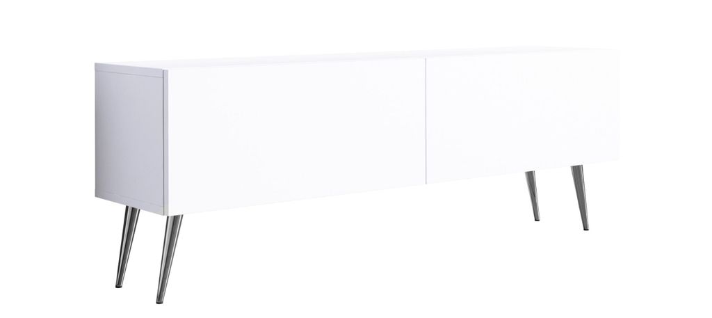 TV-SCHRANK : Mattweiß, Chrombeine, 140 x 52 x 32 cm Produktbild 