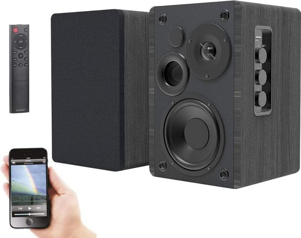 auvisio MSS-95.usb Aktives Stereo-Regallautsprecher-Set Holz-Gehäuse Bluetooth 5 120 W Box Soundbox Boxen Speaker HiFi Audio Anlage Sound Musik