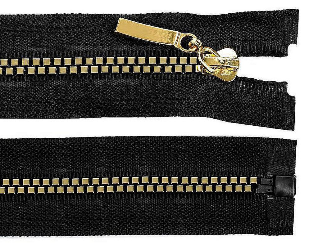 1 Profil-Reißverschluss 5mm Nonlock teilbar Würfel-Design Größenwahl schwarz gold