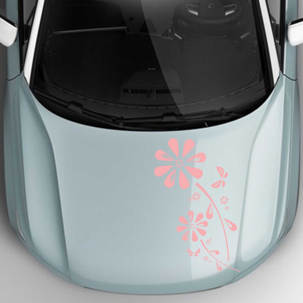 Aufkleber - Autoaufkleber "Margaritenblüten" 120cm x 59cm hellrosa - Tuning Carystyling Heckscheibe Auto