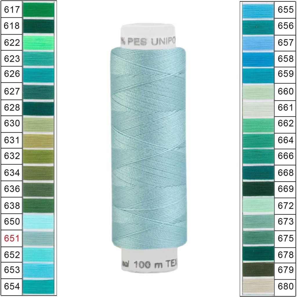 Nähgarn 100m Unipoly 120 Tex14x2 Polyester Nähfaden Nähmaschinengarn Farben 4v6 , Farbe:651