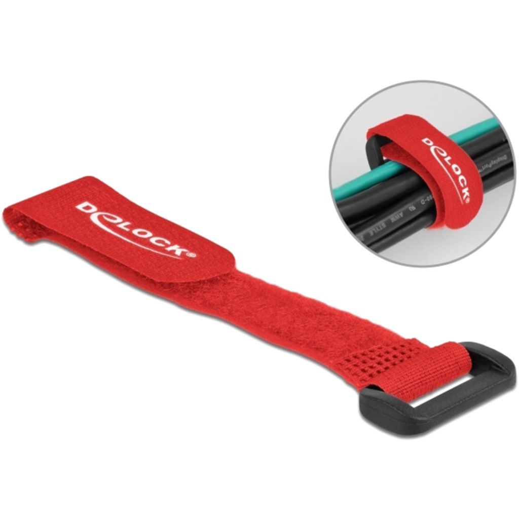 DeLOCK Klett-Kabelbinder mit Schlaufe L 150 x B 20 mm rot 5 Stück, Kabelbinder mit Klettverschluss, Rot, 150 mm, 20 mm, 5 Stück(e)