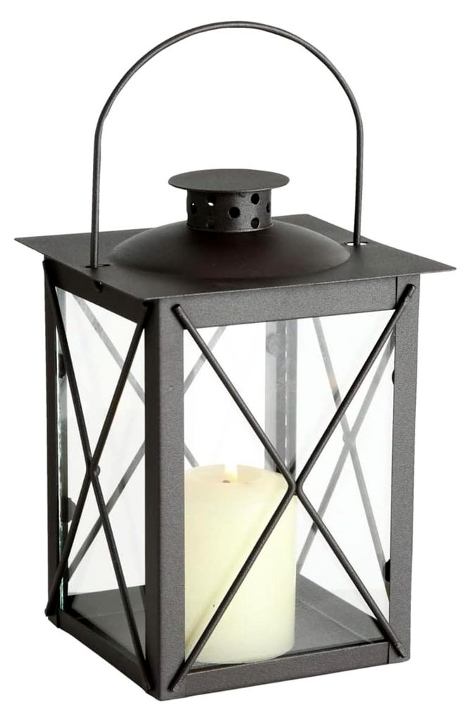 Laterne Farol (Windlicht ohne Kerzen, Dekoration für Wohnung / Haus, Indoor, Kerzenhalter, Höhe 20 cm, Farbe anthrazit)