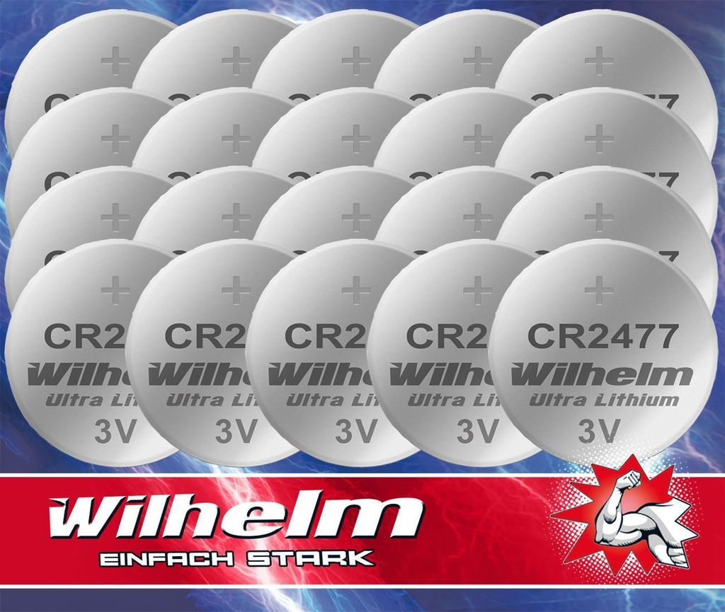 20 x CR2477 WILHELM Lithium Knopfzelle 3V 1070 mAh ø24 x 7,7 mm Batterie DL2477 #1
