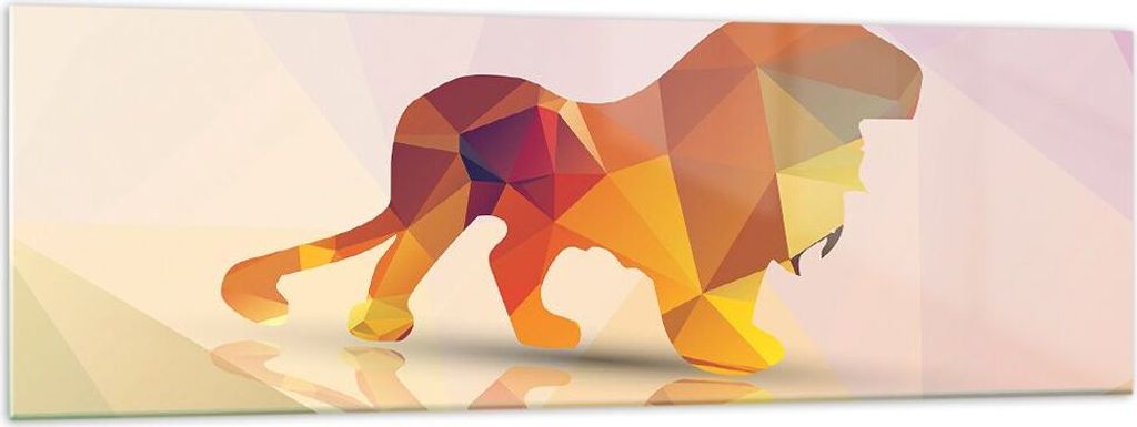 Bilder auf glas - Löwe Illustration modern - 160x50cm - Glasbilder - Wandbilder - Kunstdruck - zum Aufhängen bereit - Wanddekoration aus Glas - G...