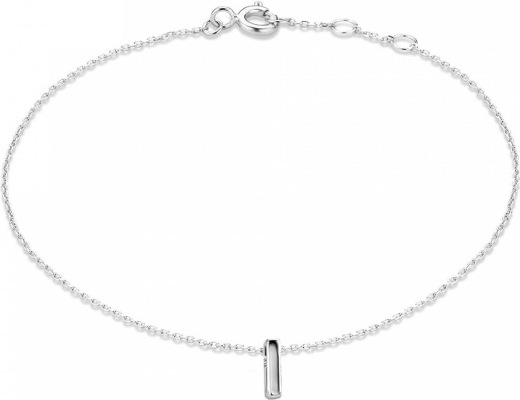 New Bling 9NB-909I Zilveren letterarmband - Letter I - lengte 16,5+1+1cm - gerhodineerd