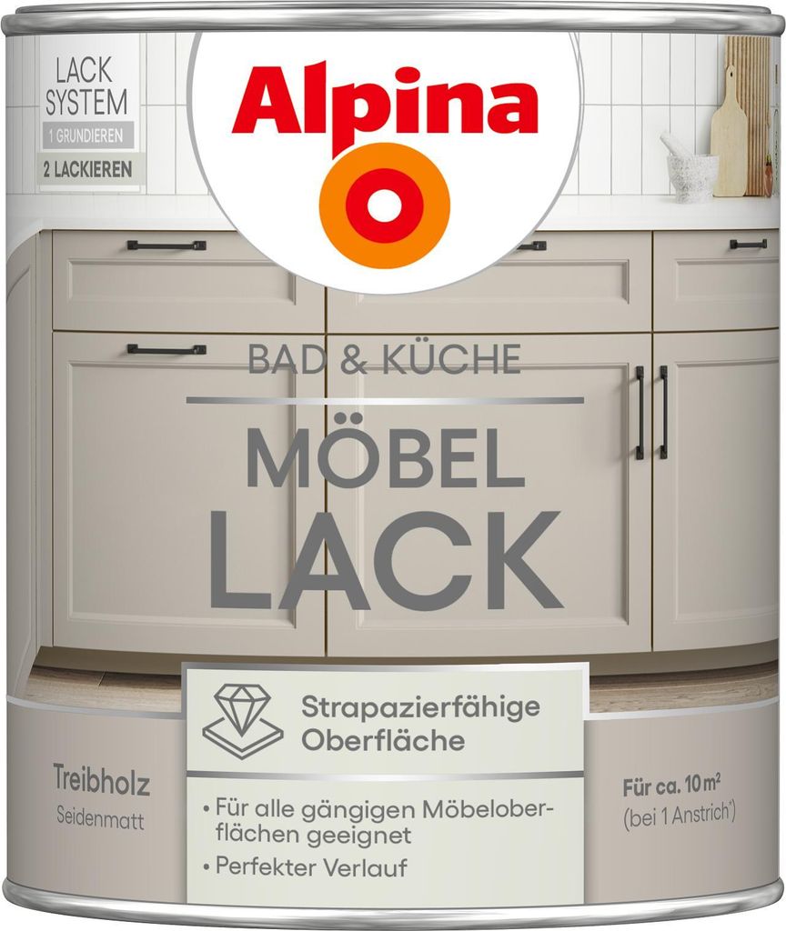 Alpina Bad & Küche Möbel-Lack 750ml Treibholz seidenmatt Produktbild 