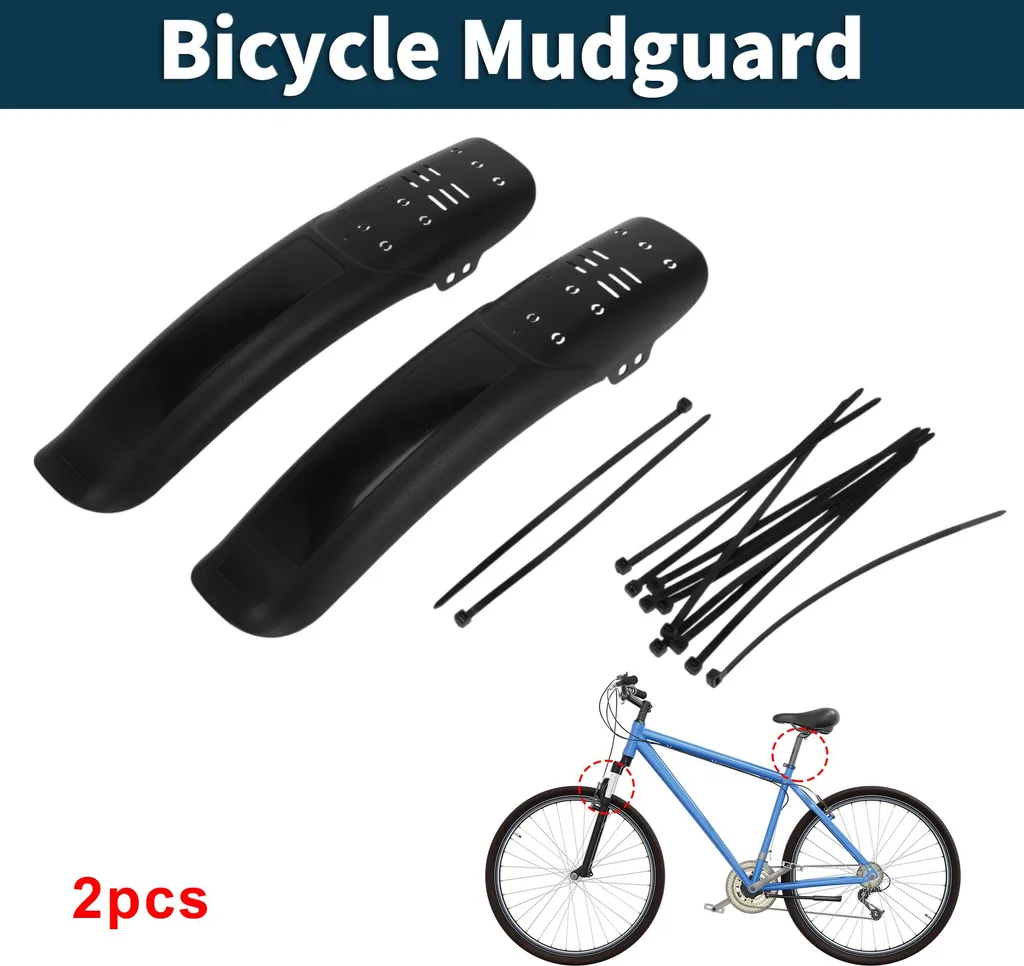 Garde-boue Vélo 36,4 cm Durable Noir - Set de 2 Garde-Boues Avant Arrière