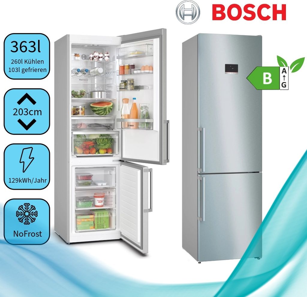Bosch Kühl-Gefrier-Kombination 363 l B Serie6 FlexInterior 203 x 60 cm KGN39AIBT