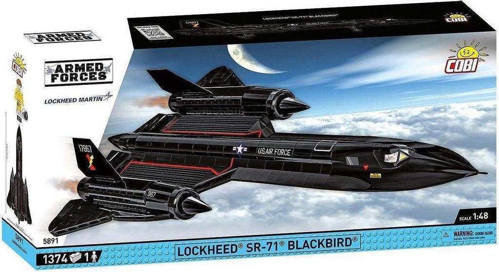 A box for a COBI Lockheed SR-71 Blackbird model kit, showing a depiction of the aircraft in flight.
