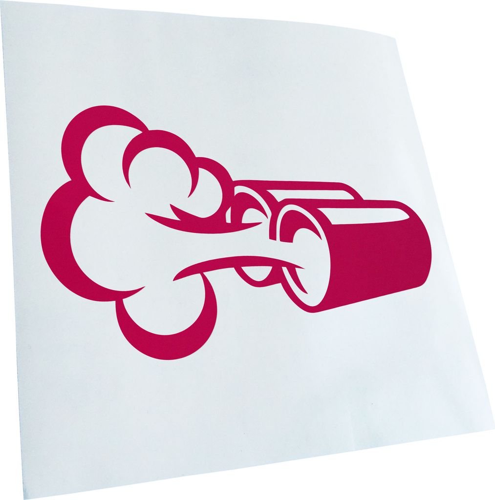 Kiwistar - Autoaufkleber - Auspuff Abgase Feinstaub - Pink - 60x36cm - Aufkleber für Auto, Laptop, Fahrrad, LKW, Motorrad mehrfarbig JDM Decal Racing