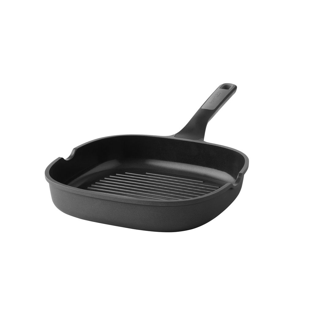 A black grill pan on a white background.