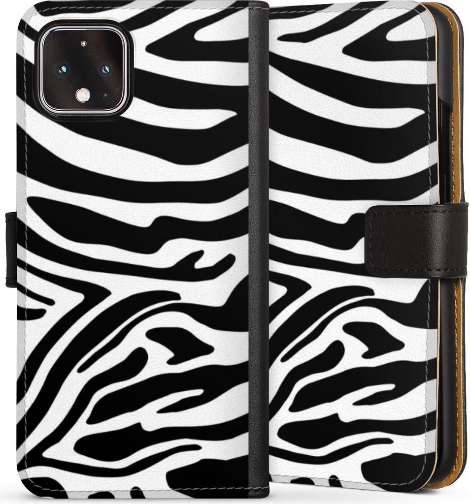 DeinDesign Klapphülle für Google Pixel 4 Handytasche Lederhülle Tasche Animal-Look Animalprint Zebra
