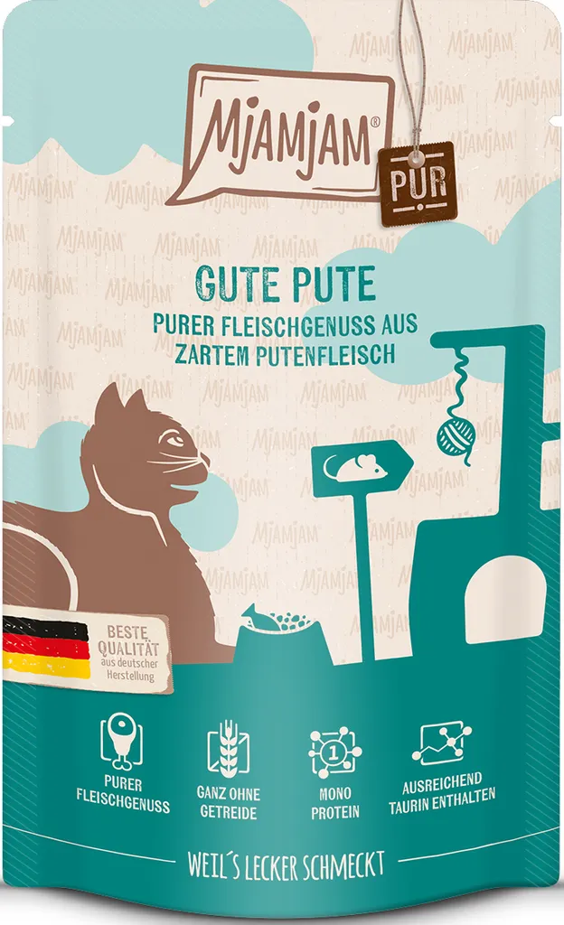 Mjamjam Quetschie Dinde 125g : Évitez les Allergies de votre Chat x12