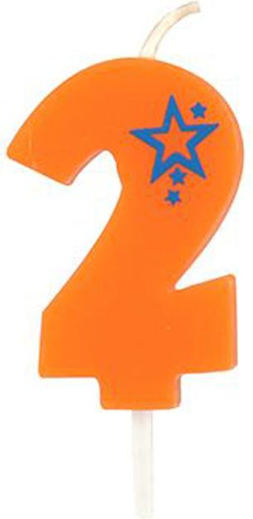 Papstar Zahlenkerze Mini orange - Zahl: 2 - 4,5cm