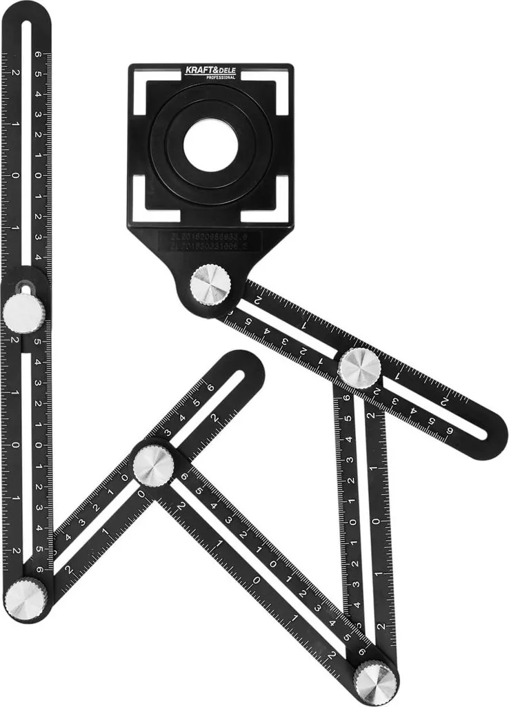Équerre de mesure articulée et règle pliable multi-angle en métal noir - 5