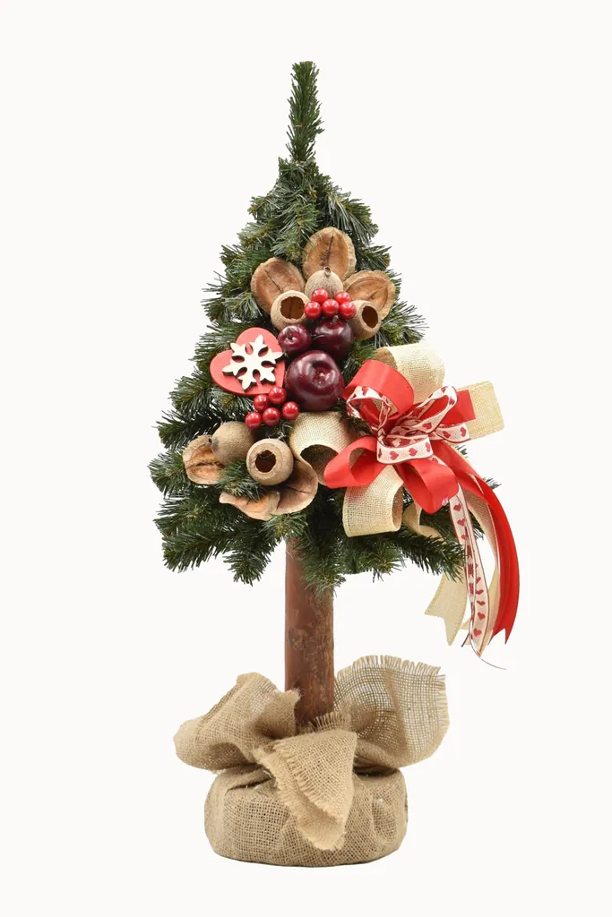 Sapin de Noël Artisanal 65 cm Style Ethno Rustique - Déco de Table Bois