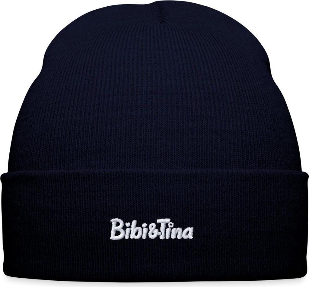 Spreadshirt Bibi und Tina Logo Stick Bestickte Wintermütze, One size, Navy