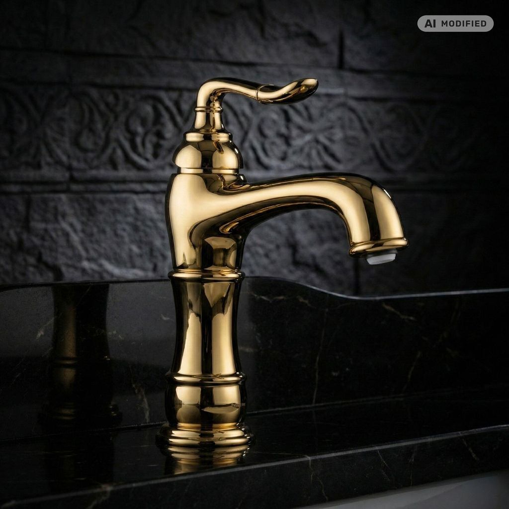 PaulGurkes Wasserhahn Gold Nostalgie Einhandmischer Produktbild 