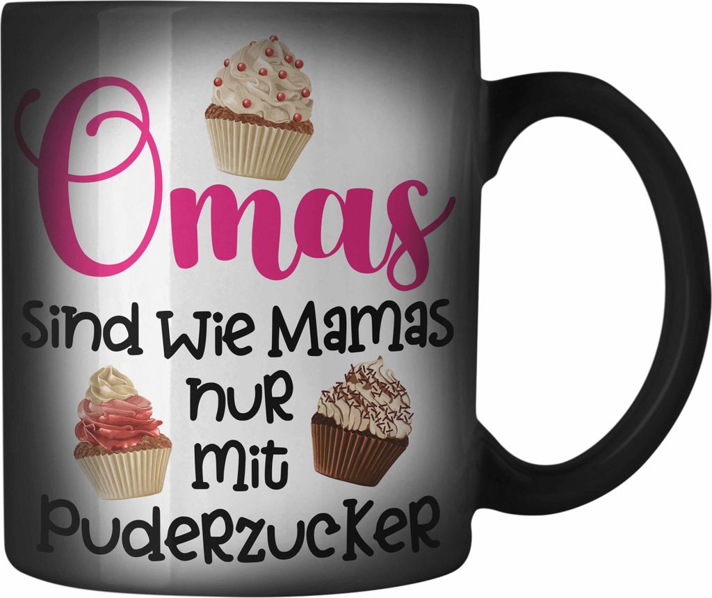 Trendation - Beste Oma Geschenk Farbwechsel Zauber-Tasse Geburtstagsgeschenk von Enkel Enkelin Geschenkideen Lustig Geburtstag Grossmutter (Schwarz)