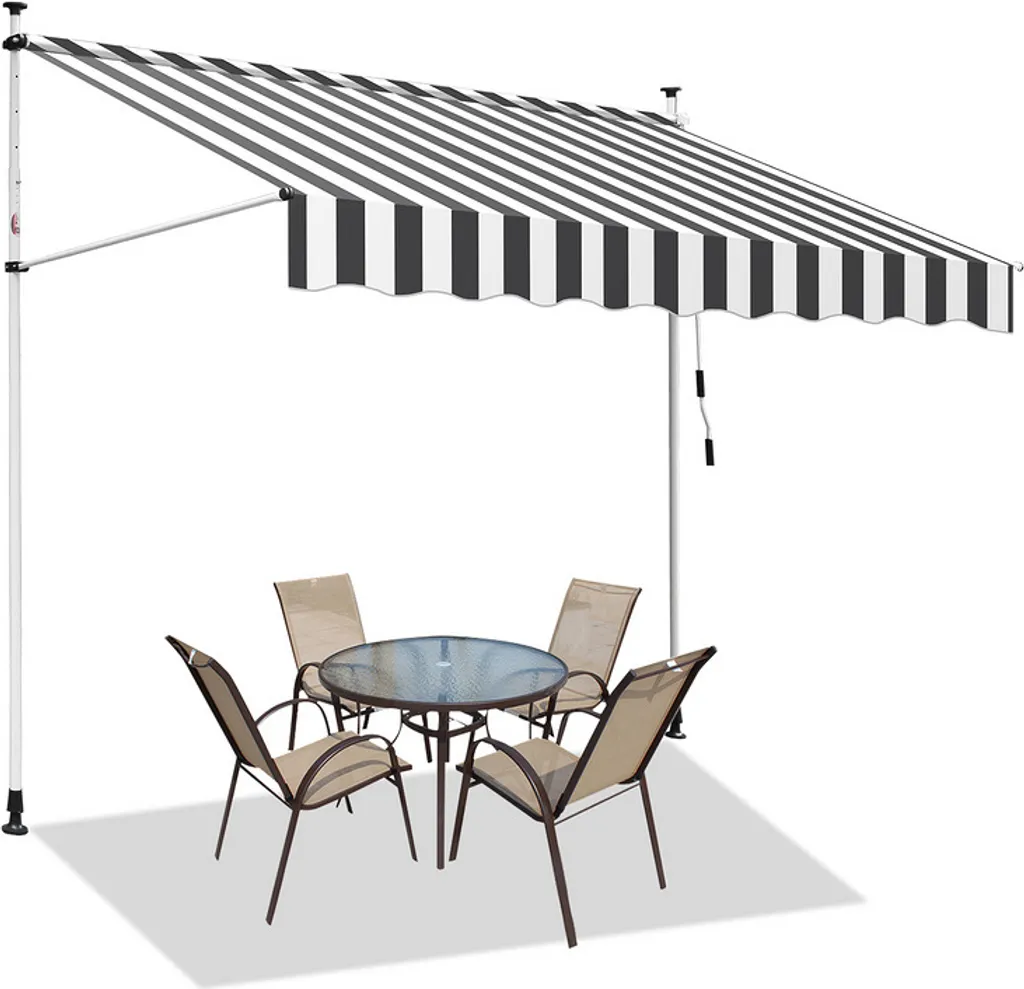 Tenda Balcone 350cm Jopassy: Design Bianco-Grigio Senza Forare