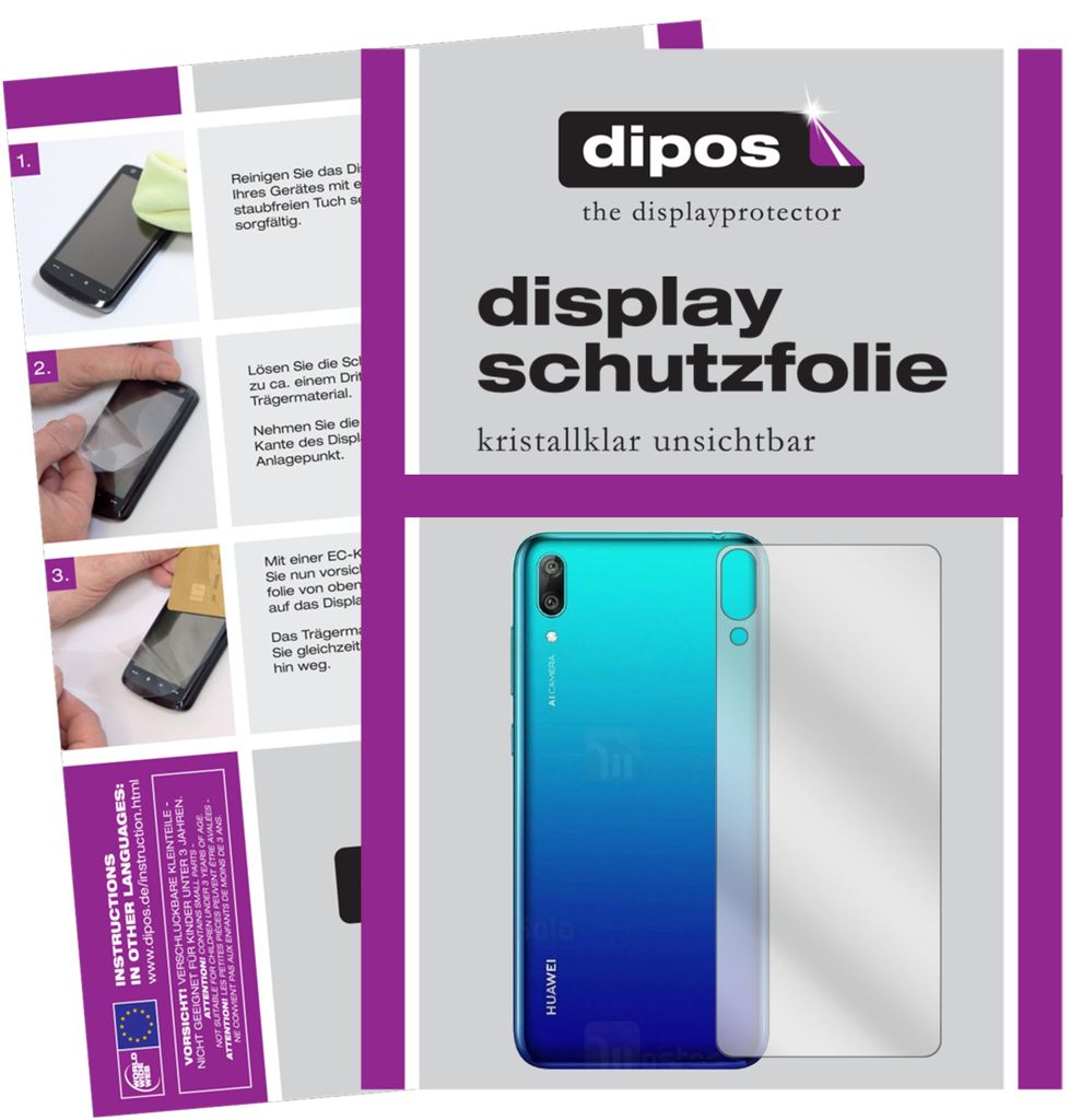 6x Schutzfolie für Huawei Y7 Pro (2019) Rückseite klar Displayschutzfolie Folie
