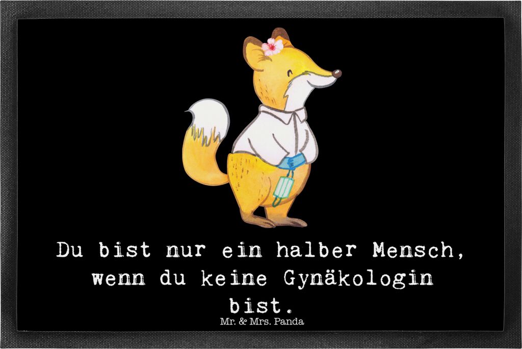 Mr. & Mrs. Panda Fußabstreifer Gynäkologin Herz 40 x 60 cm - Schwarz - Geschenk, Beruf, Schmutzfangmatte, Spruch, Eingangsteppich, Schmutzmatte, ...