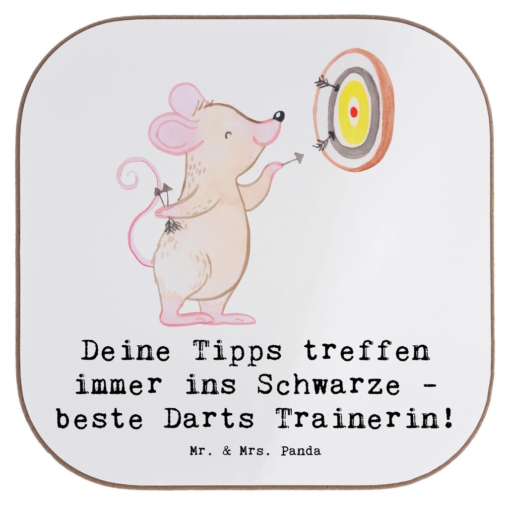 Mr. & Mrs. Panda Tischuntersetzer Beste Darts Trainerin - Weiß - Geschenk, Freude am Training, Untersetzer für Gläser, Danksagung, deine Tipps t...