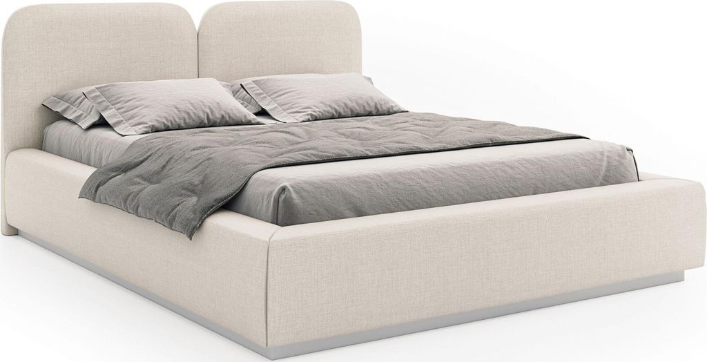 Selsey Comoves – Polsterbett 140x200 mit Chenillebezug und LED, Creme