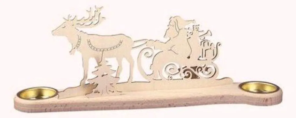 Grand bougeoir en bois coloré artisanal pour décoration de table salon