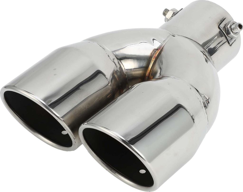1 Stk. Schräg- geschnittener Doppelauspuff-Tipp 2,4" Einlass 6,2" Auslass 8,1" Länge Endrohr Universal Auto Bolt on Edelstahl Silber Ton Hinten