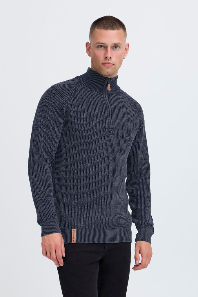 INDICODE IDRocklyn Herren Strickpullover Troyer Grobstrick Pullover 100% Baumwolle regular fit