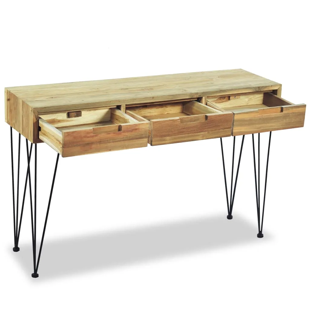 Table console robuste en teck 120 cm fini les meubles instables bois