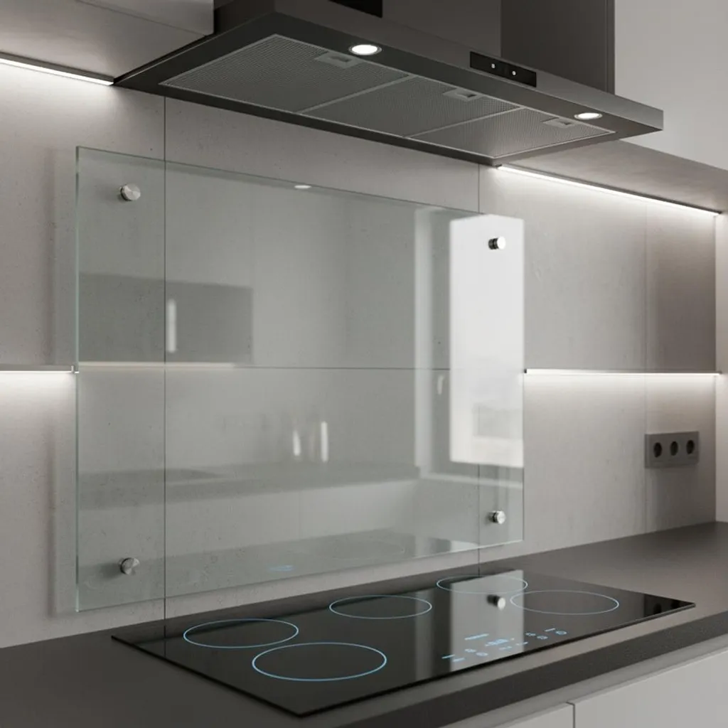 Crédence en verre trempé 80x55 cm miroir de carrelage pour cuisine
