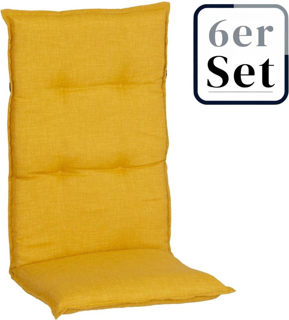6er Set Hochlehner Auflage Brovine, Motiv - marmoriert, gelb, 118x50,00x6,00cm