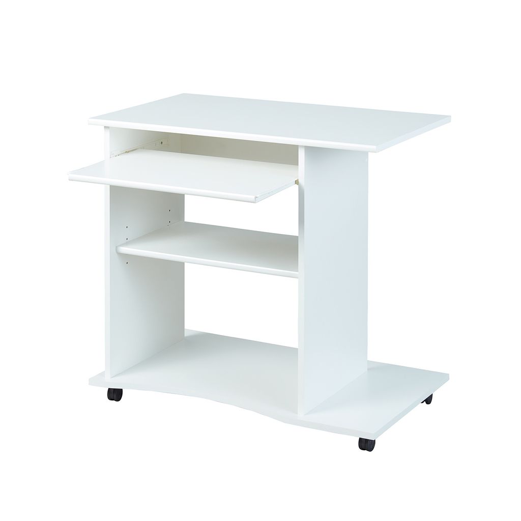Pemos Schreibtisch 1 Ablage, 1 Tastaturauszug, weiss.