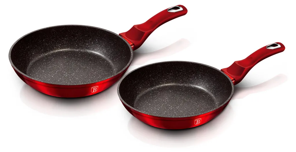 Set di padelle Berlinger Haus Burgundy 22 - 26 cm induzione alluminio rivestimento antiaderente free rosso