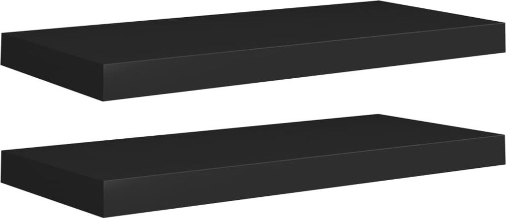 Schweberegale 2 Stk. Schwarz 60x23,5x3,8cm MDF