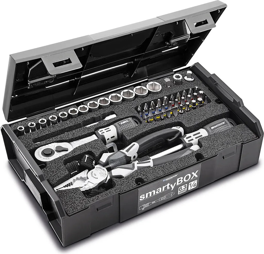 Mallette de Serrage Complète 1/4 : Jeu de 61 Outils et Douilles 4-14mm