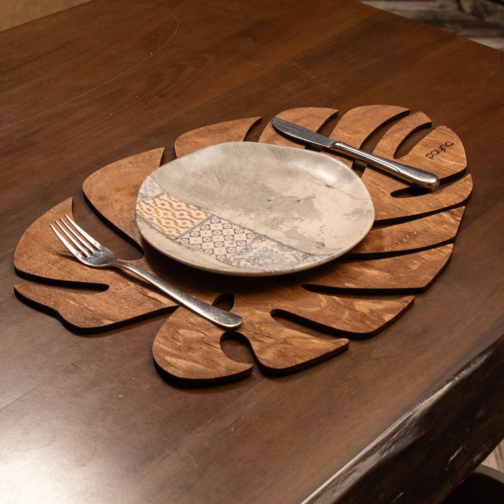 Hermia Concept, Monstera - Noce, set di tovagliette in Immagine del prodotto 