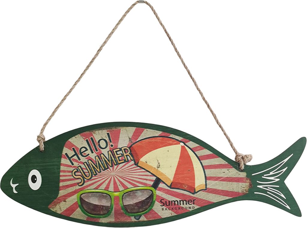 Ocean Fish Wall Plaque Sommer Strand Holz Hang Schild Mittelmeer Stil Hallo Sommer Plaque Hanging Beach Nachbildung-A