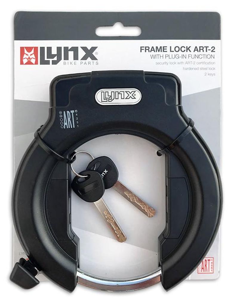 Fahrrad Rahmenschloss Lynx Lazo Plug-In Funktion 2 schlüssel schwarz
