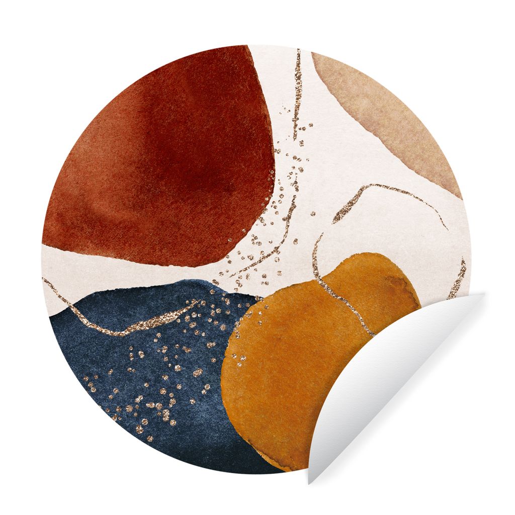 MuchoWow Runde Wandtattoo - Wandsticker Tapete Aufkleber Aquarell - Farben - Gold Ø 100 cm Selbstklebend und Repositionierbar - Wandaufkleber - ...