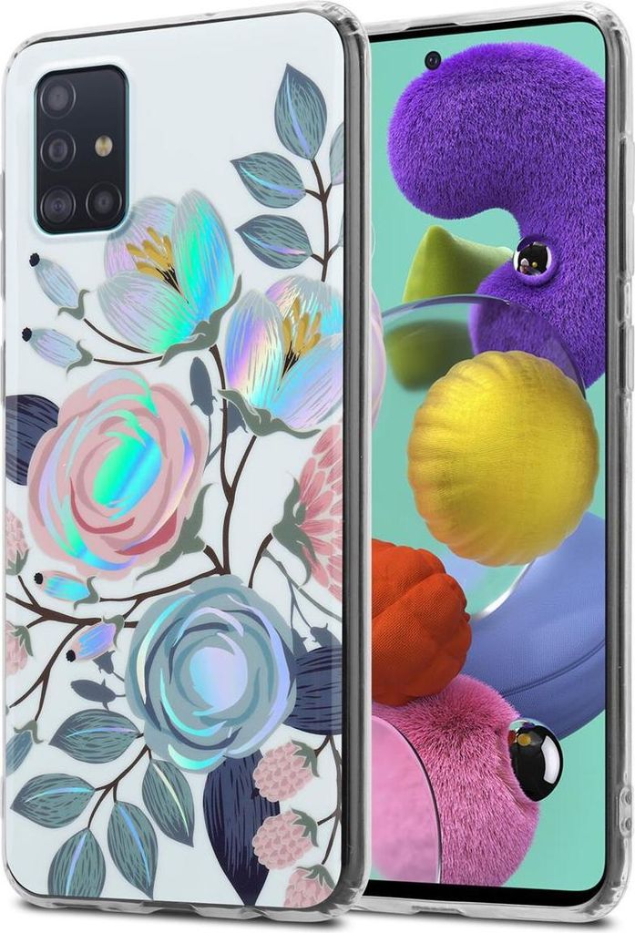 Cadorabo Hülle für Samsung Galaxy A51 4G / M40s Schutz Hülle mit Weiß TPU Etui Blumen Flower Cover Case