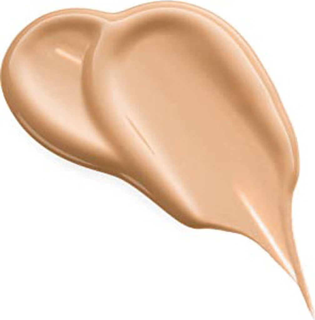 A swatch of liquid foundation or concealer is shown against a white background.